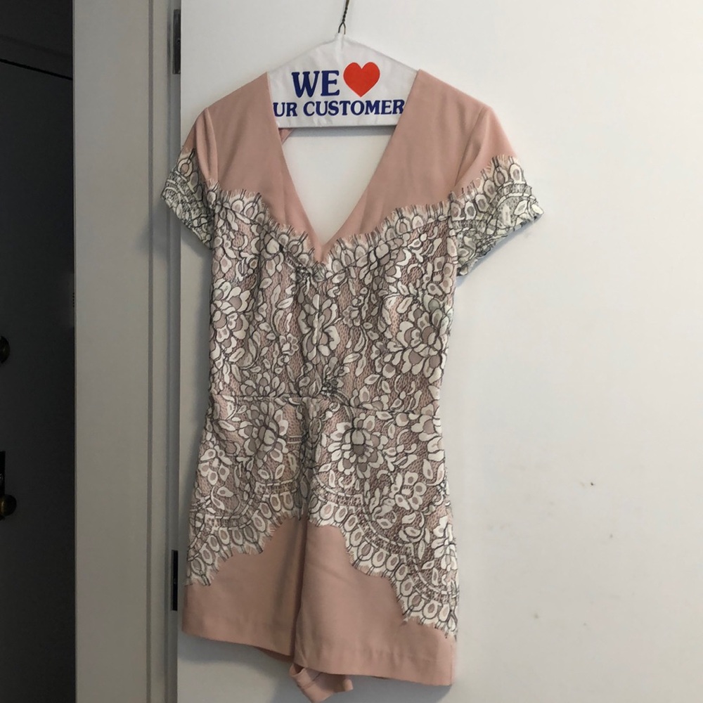 Pink lace BeBe romper